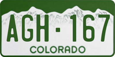 CO license plate AGH167