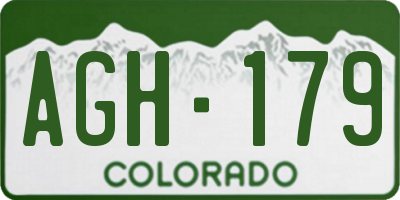 CO license plate AGH179