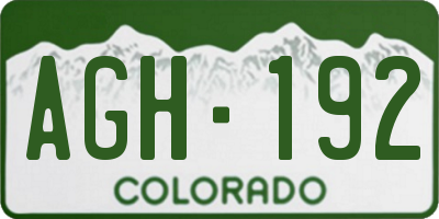 CO license plate AGH192