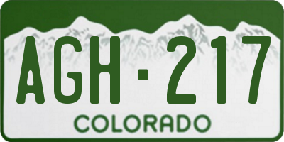 CO license plate AGH217