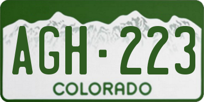 CO license plate AGH223