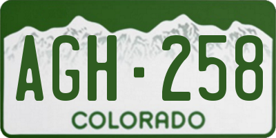 CO license plate AGH258