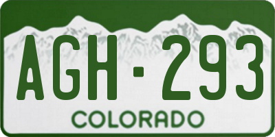 CO license plate AGH293