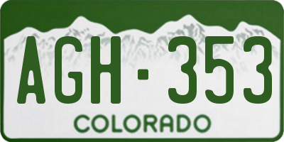 CO license plate AGH353