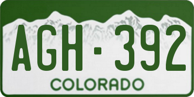 CO license plate AGH392