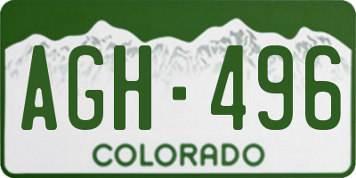 CO license plate AGH496