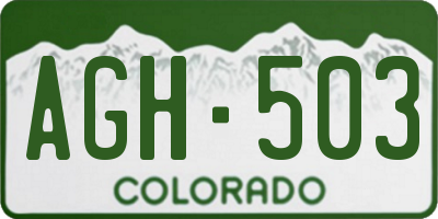CO license plate AGH503