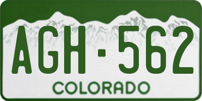 CO license plate AGH562