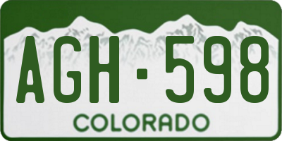 CO license plate AGH598