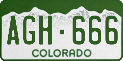 CO license plate AGH666