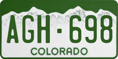 CO license plate AGH698