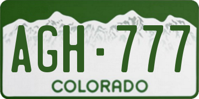 CO license plate AGH777