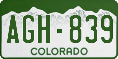 CO license plate AGH839