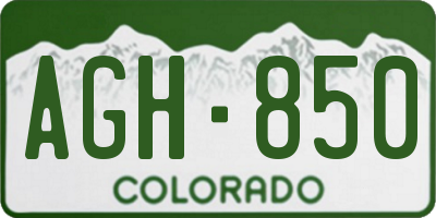 CO license plate AGH850
