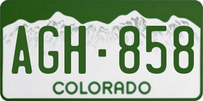 CO license plate AGH858