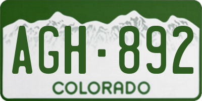 CO license plate AGH892