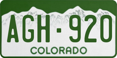 CO license plate AGH920