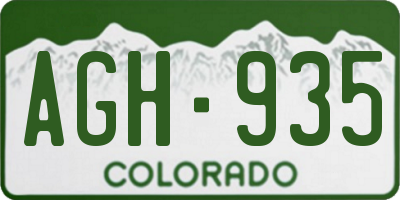 CO license plate AGH935