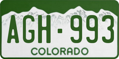 CO license plate AGH993