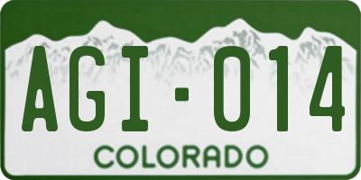 CO license plate AGI014