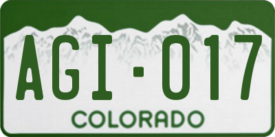 CO license plate AGI017