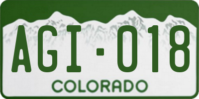 CO license plate AGI018