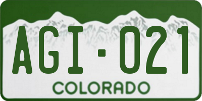 CO license plate AGI021