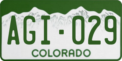 CO license plate AGI029