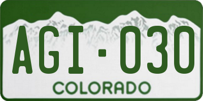 CO license plate AGI030