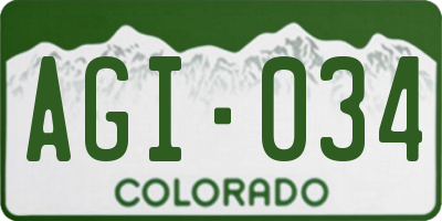 CO license plate AGI034