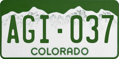 CO license plate AGI037