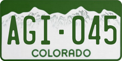 CO license plate AGI045