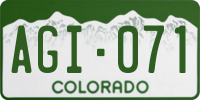CO license plate AGI071