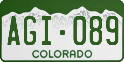CO license plate AGI089