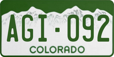 CO license plate AGI092