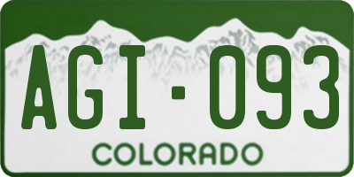 CO license plate AGI093