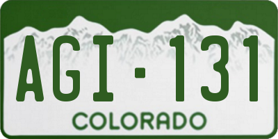 CO license plate AGI131