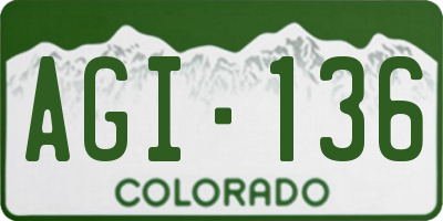 CO license plate AGI136