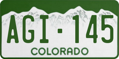 CO license plate AGI145