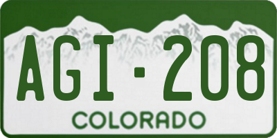 CO license plate AGI208