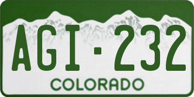 CO license plate AGI232