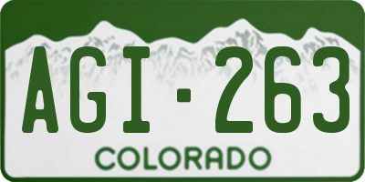 CO license plate AGI263