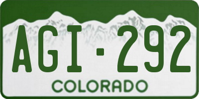 CO license plate AGI292