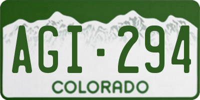 CO license plate AGI294