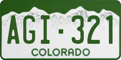 CO license plate AGI321