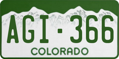 CO license plate AGI366