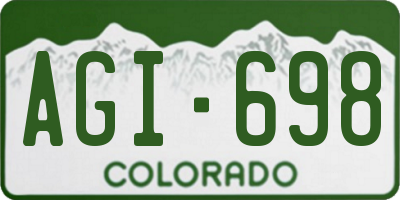 CO license plate AGI698