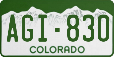 CO license plate AGI830