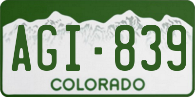CO license plate AGI839