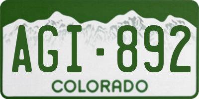CO license plate AGI892